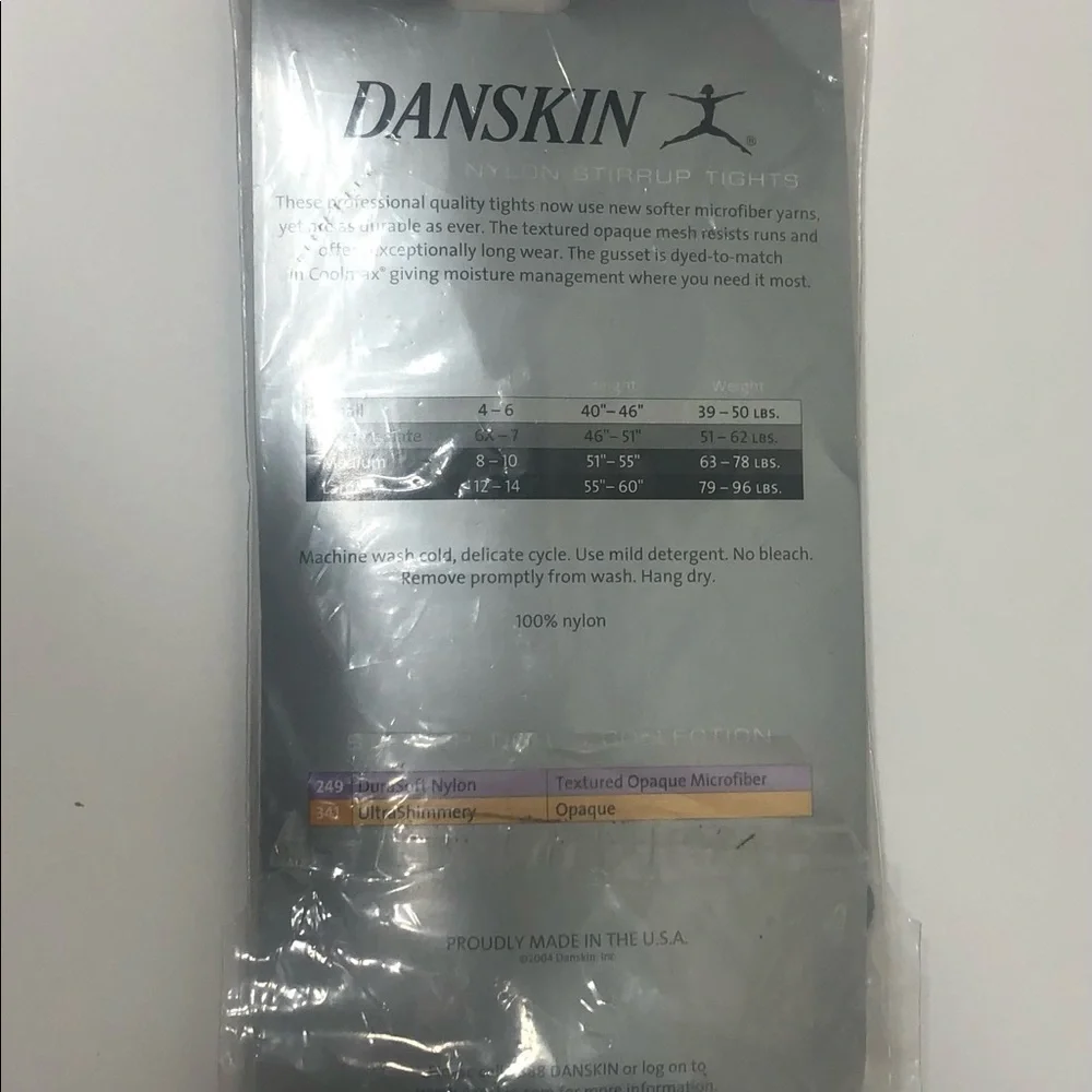 Danskin Girls Stirrup Tights Brand New